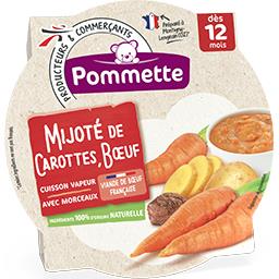 Mijoté de Carottes et Bœuf avec morceaux, dès 12 mois, l'assiette de 230 g Mijoté de Carottes et Bœuf avec morceaux, dès 12 mois, l'assiette de 230 g,POMMETTE,l'assiette de 230 g