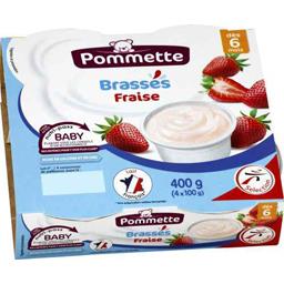 Dessert lacté brassés fraise, dès 6 mois Dessert lacté brassés fraise, dès 6 mois,POMMETTE,les 4 pots de 100 g