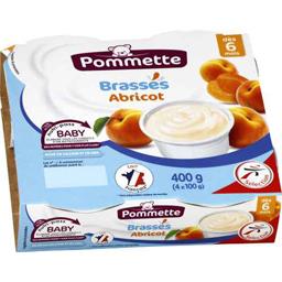 Dessert lacté brassés abricots, dès 6 mois Dessert lacté brassés abricots, dès 6 mois,POMMETTE,les 4 pots de 100 g