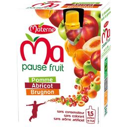 Ma Pause Fruit Pomme Abricot Brugnon Ma Pause Fruit Pomme Abricot Brugnon ,MATERNE,les 4 gourdes de 120g