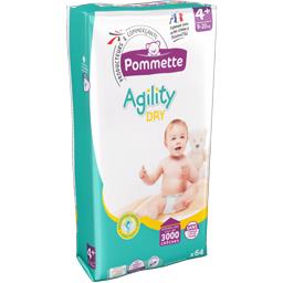 Couches Agility Dry, taille 4+ : 9-20 kg Couches Agility Dry, taille 4+ : 9-20 kg,POMMETTE,le paquet de 64