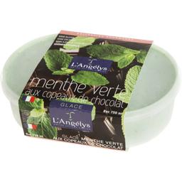 Glace menthe verte copeaux de chocolat, le bac de 750 ml Glace menthe verte copeaux de chocolat, le bac de 750 ml,L'ANGELYS,le bac de 750 ml