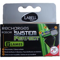 Labell Men - Recharges rasoir System Perfect 6 lames la boite de 4 recharges