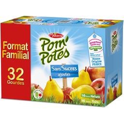 Materne Pom'Potes - Dessert pomme poire sans sucres ajoutés les 32 gourdes de 90 g