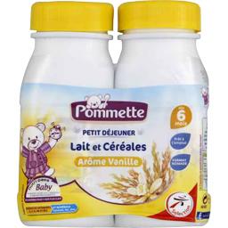 Petit Déjeuner - Lait et céréales arôme vanille, dès 6 mois Petit Déjeuner - Lait et céréales arôme vanille, dès 6 mois,POMMETTE,les 2 bouteilles de 250 ml