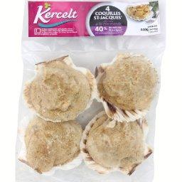 Coquilles St-Jacques cuisinées à la Normande Coquilles St-Jacques cuisinées à la Normande,KERCELT,les 4 coquilles de 110g