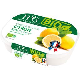 Histoires de glaces Sorbet plein fruit citron BIO 27% de fruit le bac de 485 g