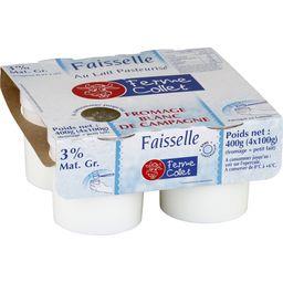 Faisselle au lait pasteurisé Faisselle au lait pasteurisé,FERME COLLET,les 4 pots de 100 g