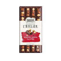 Chocolate negro l'atelier com avelãs