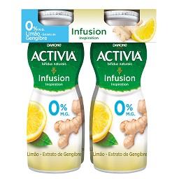 Iogurte liquido activia 0% infusion limão e gengibre