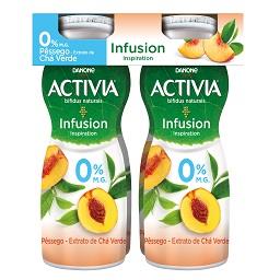 Iogurte liquido activia 0% infusion pêssego e chá ve...